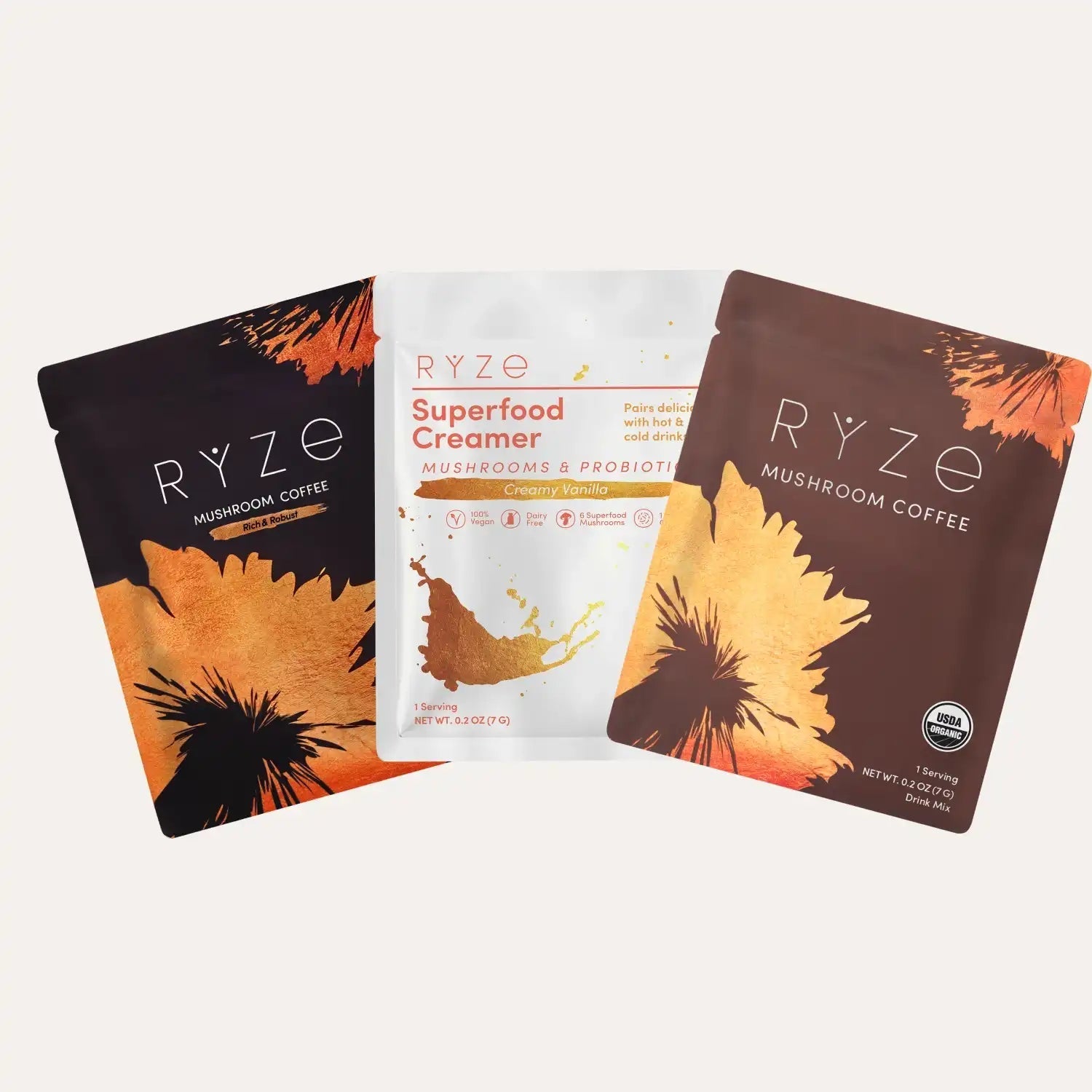 Three sachets coffee creamer chocolates travel set